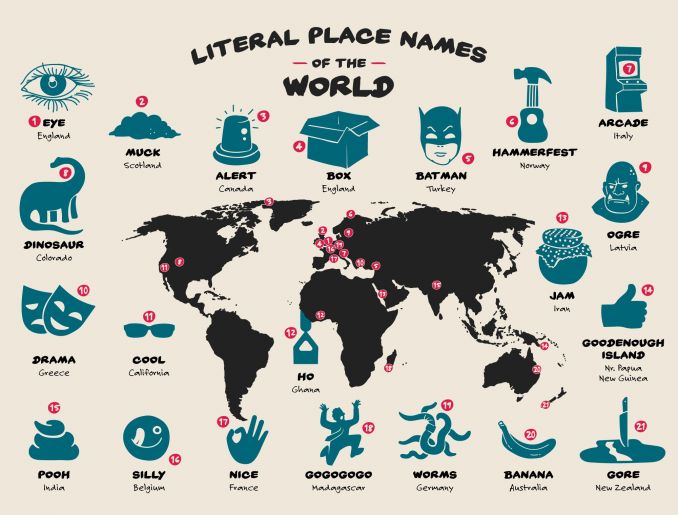 infografica nomi divertenti delle città nel mondo