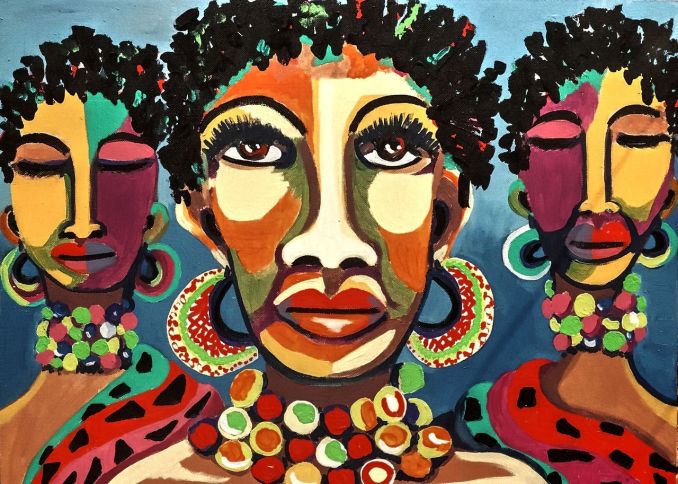Tribù africane, dipinto donne