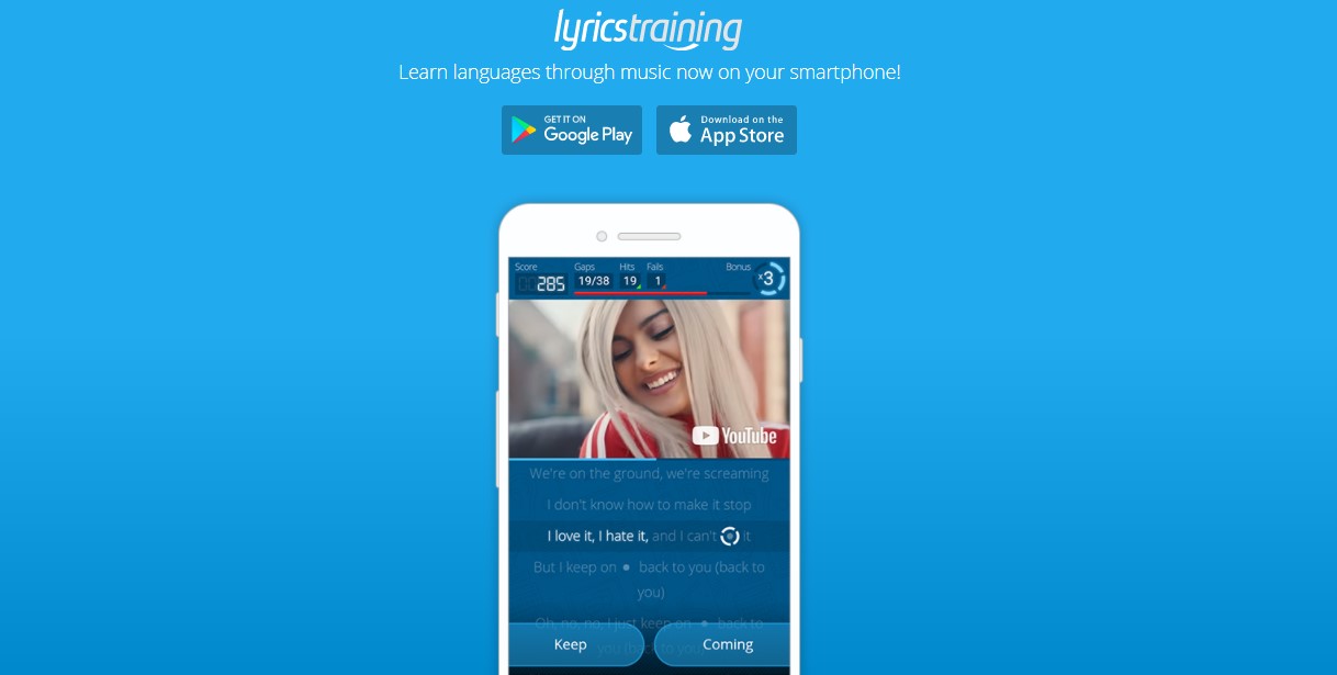 app per imparare le lingue lyrics training