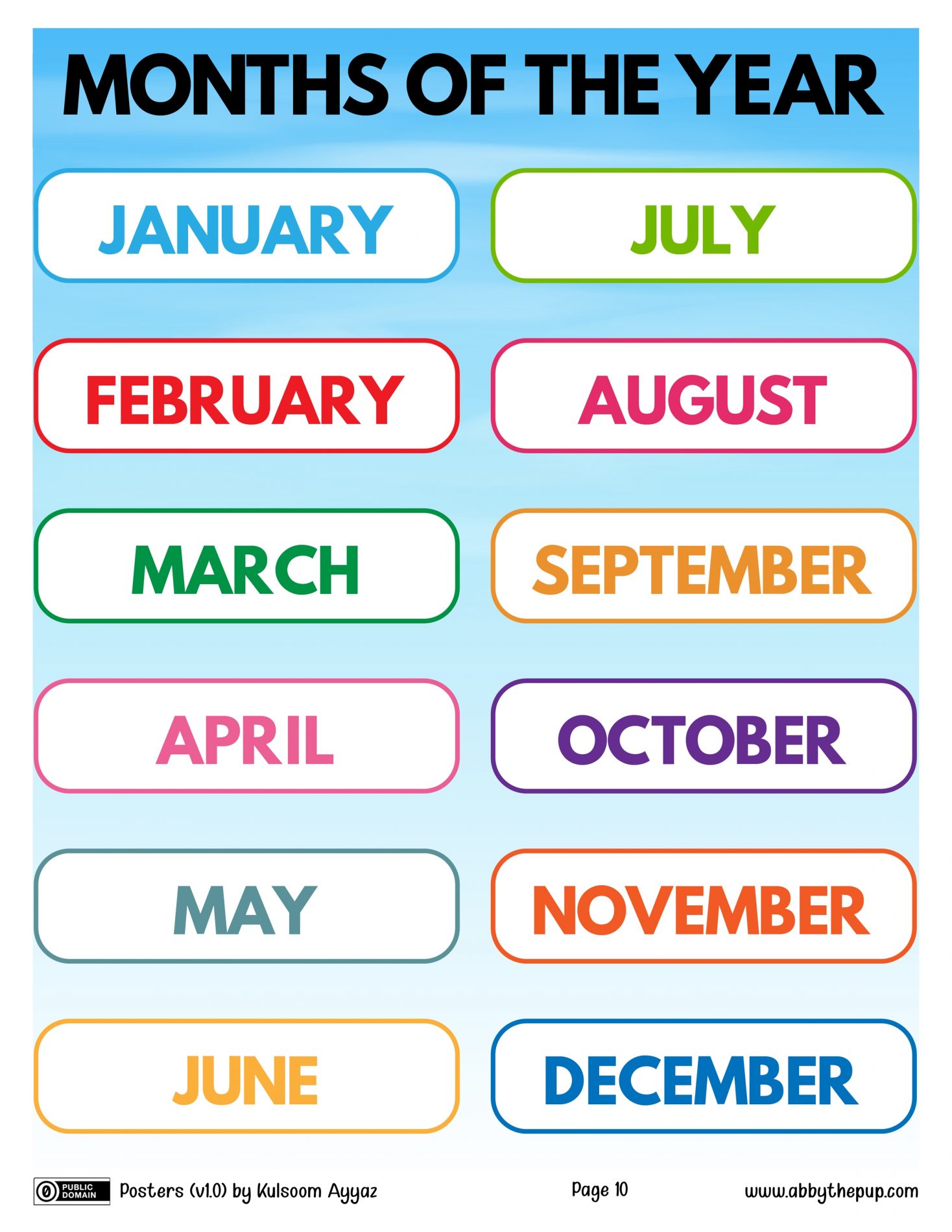 mesi in inglese calendario